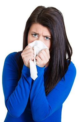 woman with dog allergies