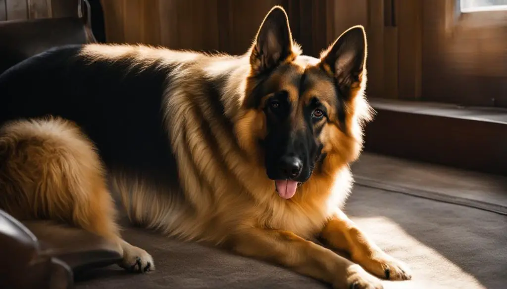 Brushing a German Shepherd
