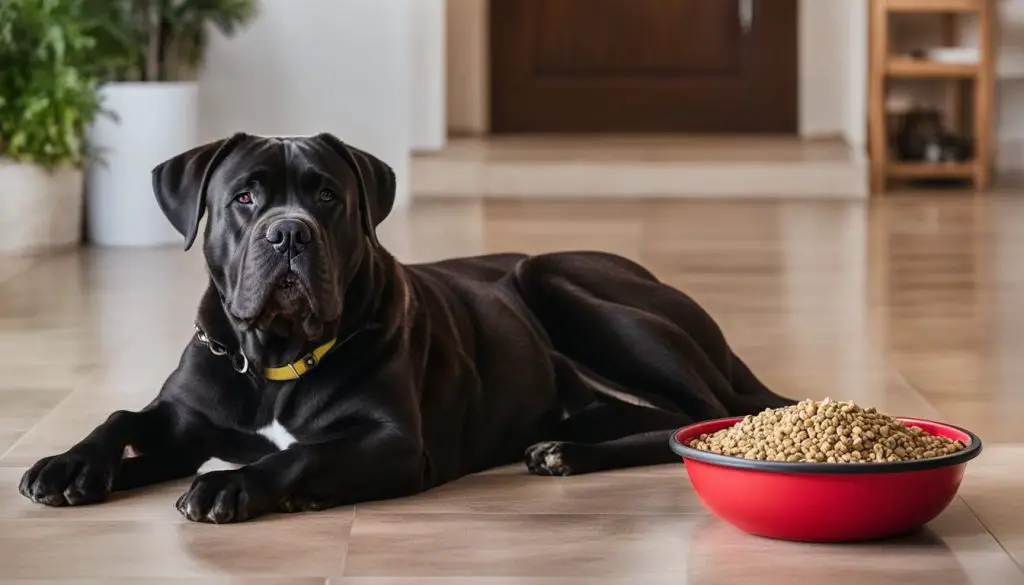 Cane Corso enjoying a balanced diet