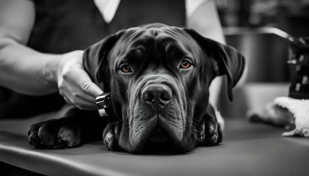 Cane Corso nail care during grooming