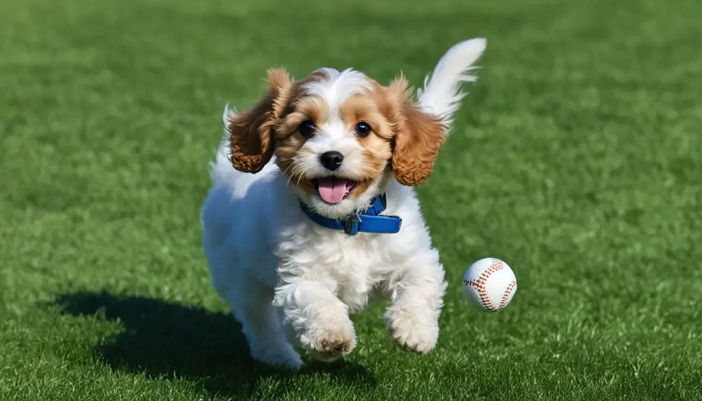 Cavapoo playing fetch